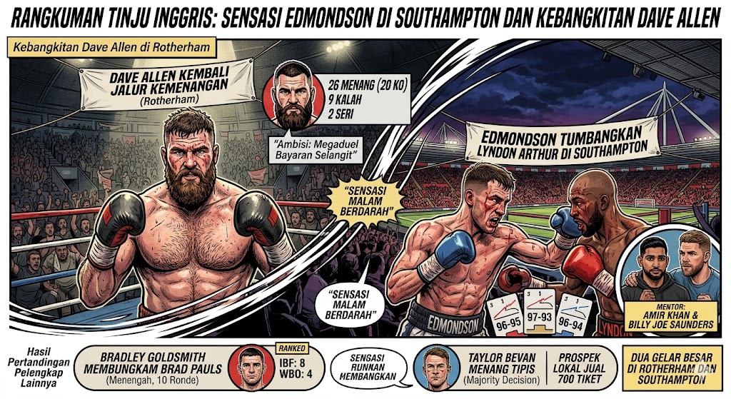 Hasil Tinju Inggris: Kejutan Edmondson Hingga Dave Allen